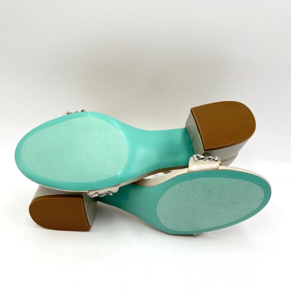 8W 8 WIDE WIDTH Betsey Johnson Mel Low Block Heels Jeweled Dress Sandals Shoes - Picture 9 of 13